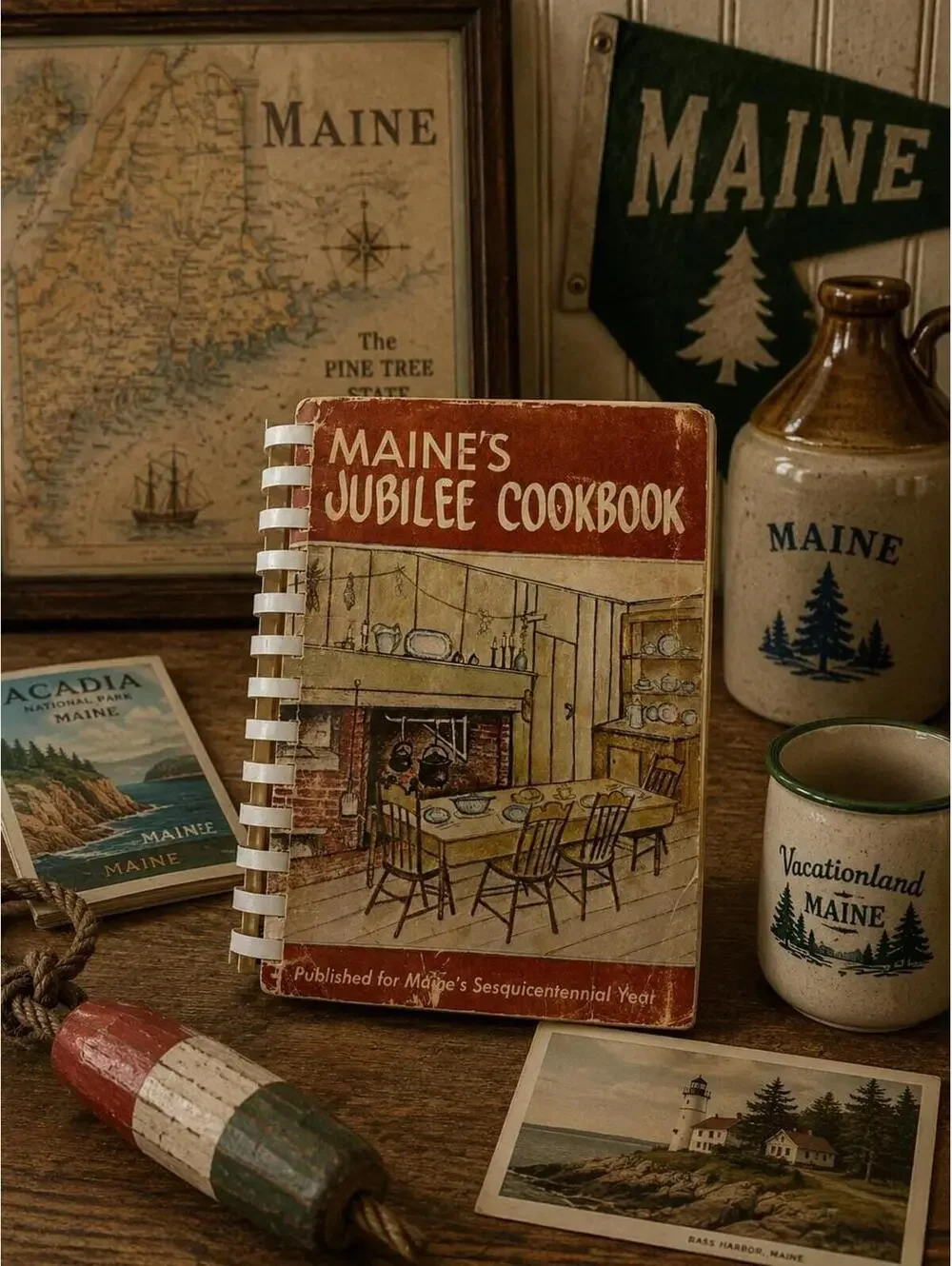 Vintage 1969 Maine's Jubilee Cookbook, Local Recipes Spiral Fundraiser Cookbook